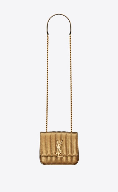 VICKY SMALL aus Metallic-Leder mit Steppnähten